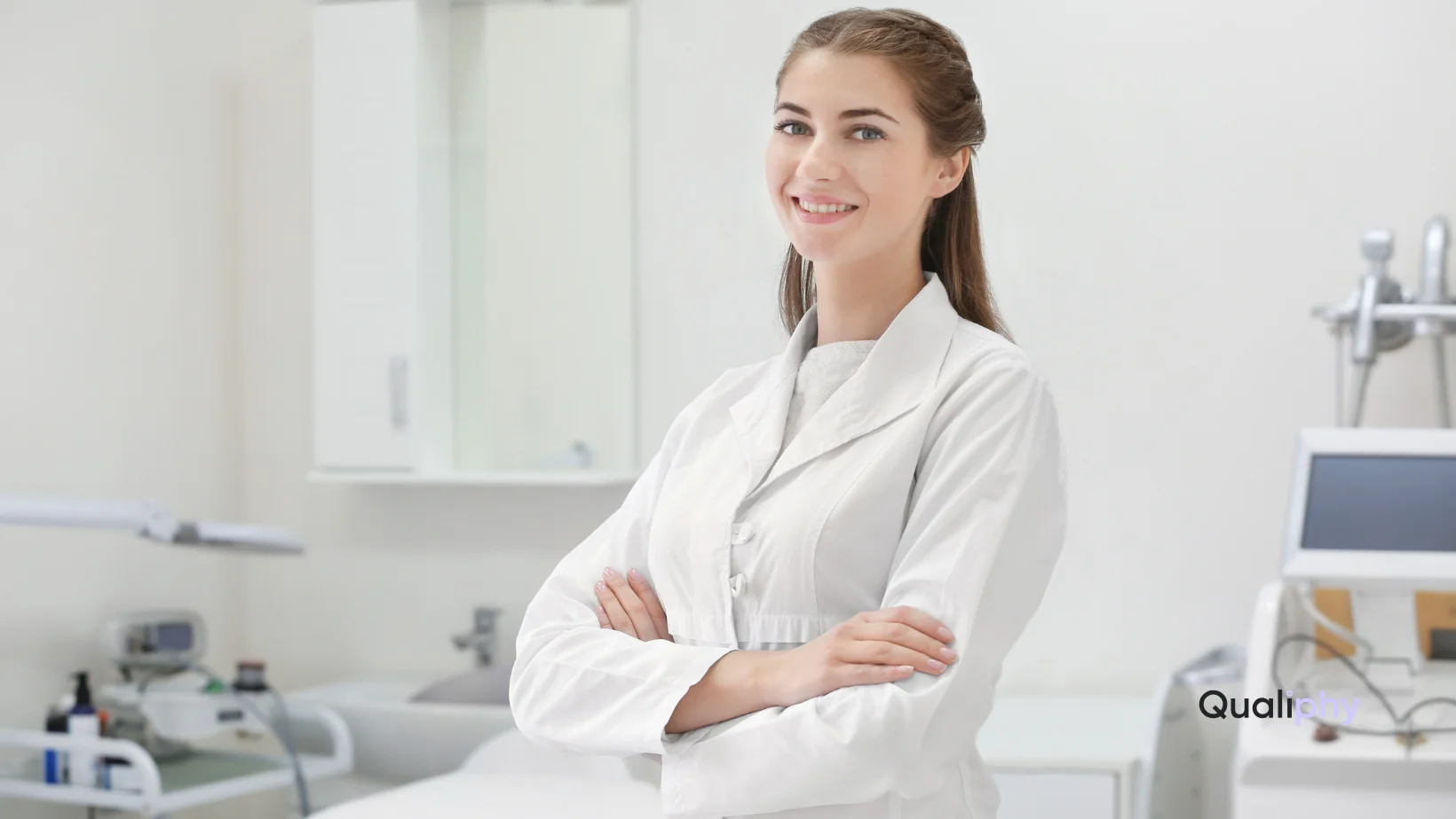 Medical professional standing in a modern treatment room, representing compliance with new California Laws for med spas and MSOs in 2026.