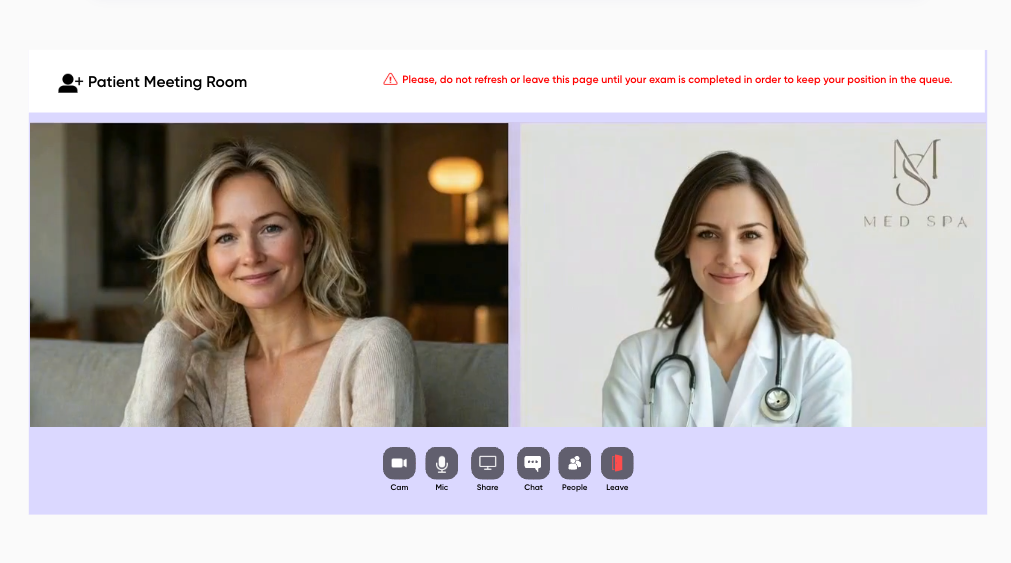 Patient in a live telehealth visit with a licensed provider
